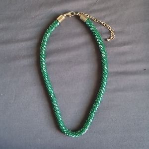 Green beaded choker necklace